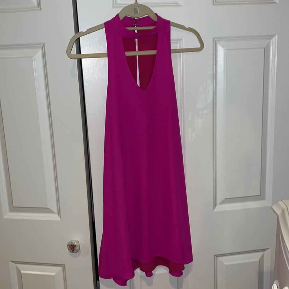 Bianca hot pink mini dress with choker detail